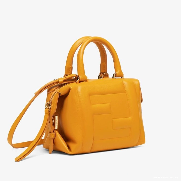 Affordable HOT Bag Fendi FF Cube Nappa In Leather Yellow Mini 0709